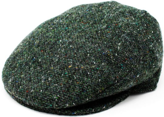 Flat Cap - Donegal Touring Cap Harris Tweed Green Salt & Pepper
