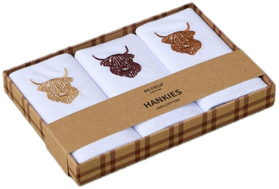 Handkerchiefs - Gent's Highland Cow 3 Pack