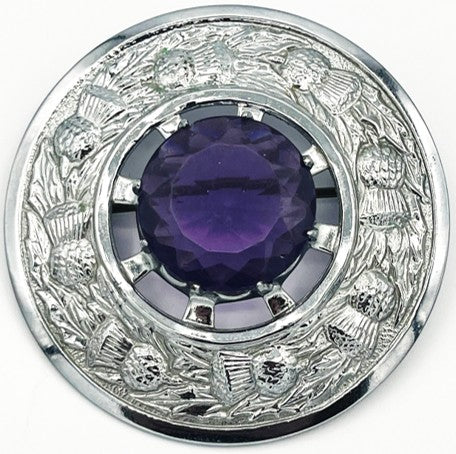 Man's Plaid Brooch - Amethyst