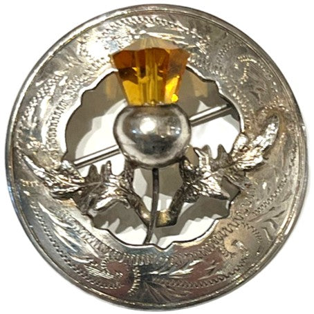 Brooch - Silver Plated with Cairngorm Stone