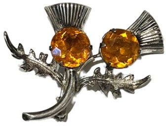 Brooch - Thistles with Faux Cairngorm Stones