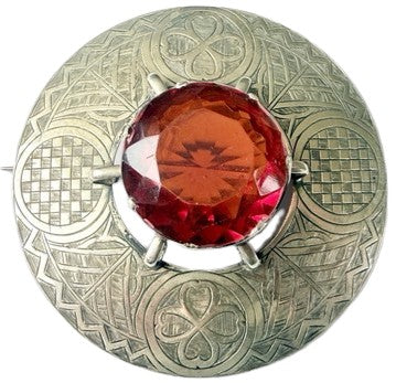 Gent's Plaid Brooch - Faux Topaz