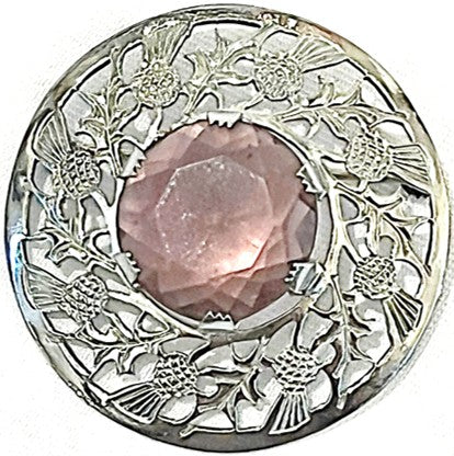 Brooch - Chrome PLated with Faux Amethyst Stone