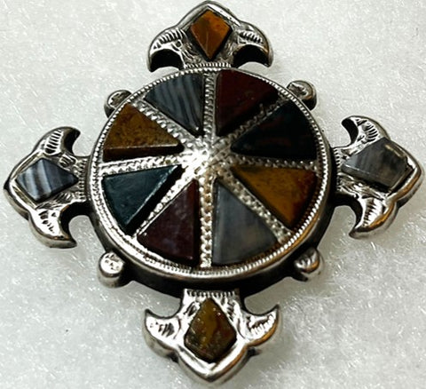 Brooch - Sterling Silver with Agate Stones 1875
