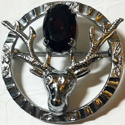 Brooch - Stag with Faux Amethyst Stone