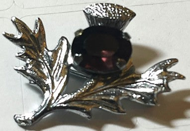 Brooch - Small Thistle with a Faux Amethyst