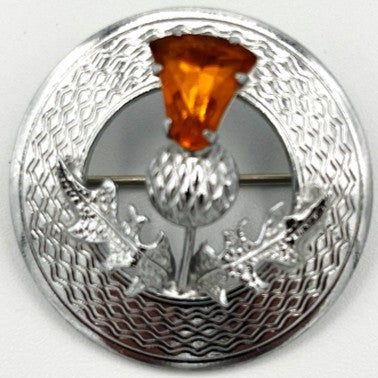 Brooch - Chrome Plated with Topaz (glass) Stone