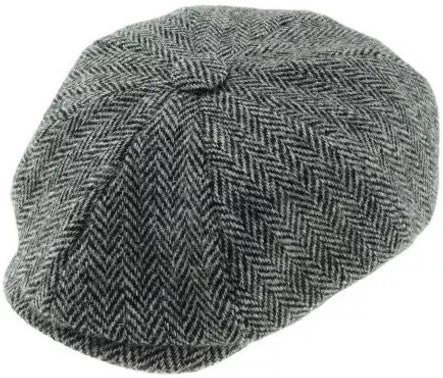 Shelby Flat Cap - Harris Tweed Grey Herringbone