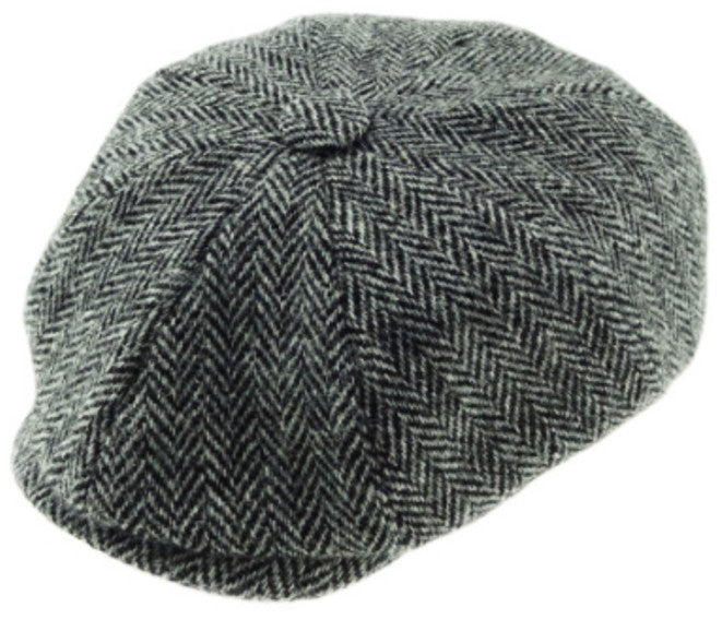 Flat Cap - Shelby Harris Tweed Grey Herringbone
