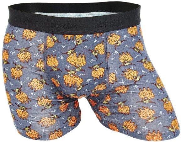 Mens Highland Cow Bamboo Boxer Shorts - By Eco-Chic