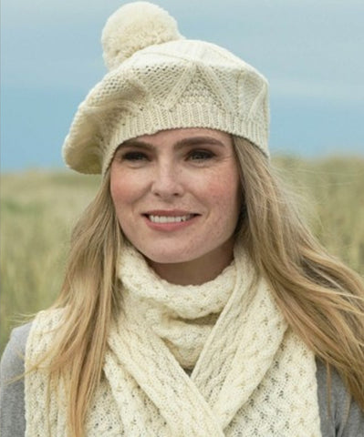 Aran Knit Tam O' Shanter