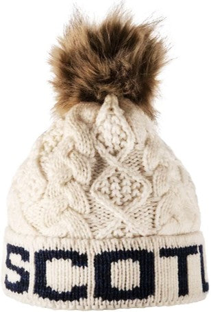 Toque - Aran Diamond Knit Cable Scotland - White