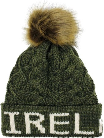 Toque - Aran Diamond Knit Cable Ireland - Green
