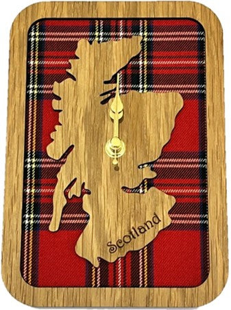 Wall or Desk Clock - Scotland Map - Various Tartans