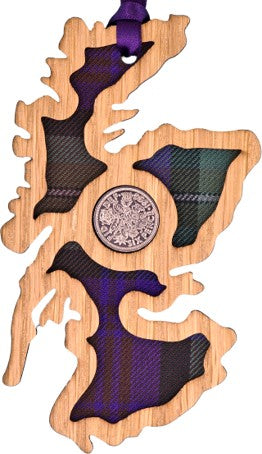 Lucky Sixpence - Scotland Map - Various Tartans