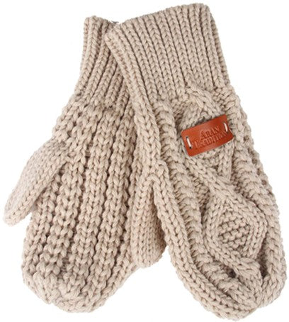 Mittens - Ladies Aran Cable - Oatmeal