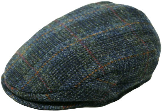 Flat Cap - Donegal Touring Cap Harris Tweed Blue Check