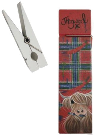 Novelty Clothes Peg - McMoo Tartan Paint