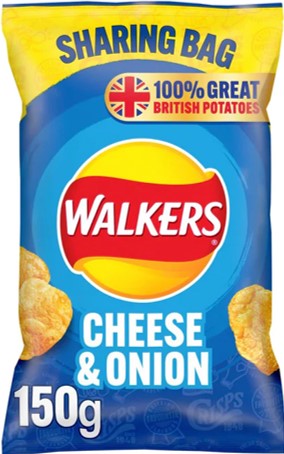 Walkers Cheese & Onion Crisps Sharing Bag - PAST BEST BEFORE