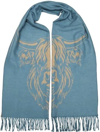 Scarf - Super Soft Powder Blue Highland Cow