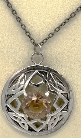 Pendant - Chrome Plated with Topaz (Glass Stone