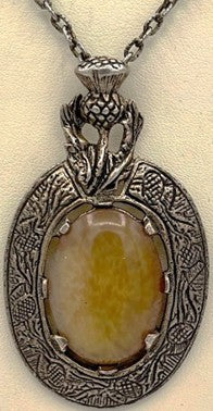 Pendant - Gold Tone Metal with Agate (Glass) Stone