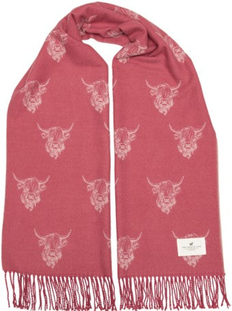 Scarf - Super Soft Reversible Jacquard Scarf - Heilan' Coo - Damson