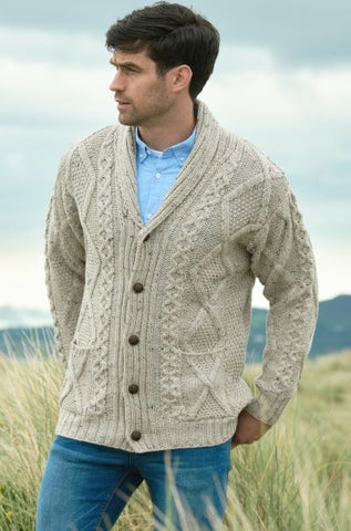 Kerry Oatmeal Aran Button Cardigan