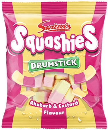 Swizzels Drumstick Squashies - Rhubarb & Custard Flavour