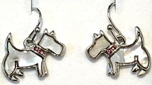 Earrings - Westie Dog Earrings Mother of Pearl