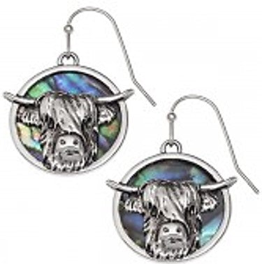 Earrings - Highland Cow Paua Shell