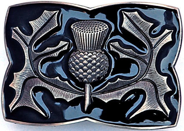 Kilt Buckle - Thistle Antique Enamelled