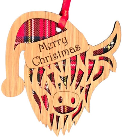 Christmas Ornament - Merry Christmas Highland Cow