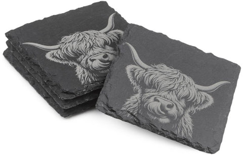 Set of 4 Slate Coasters - Various Designs