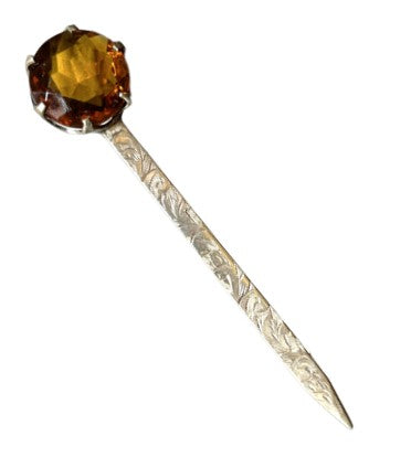 Kilt Pin - Sterling Silver with Diamond Cut Cairngorm