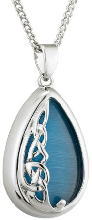 Rhodium Plated Cat Eye Pendant