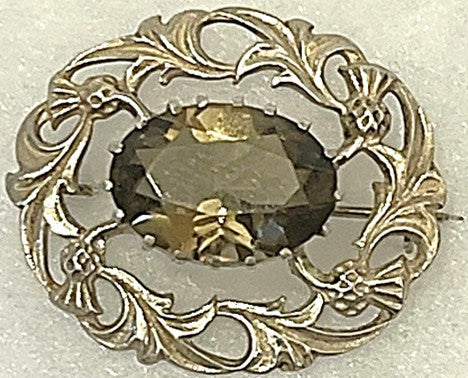Brooch - Sterling Silver with Pale Cairngorm Stone