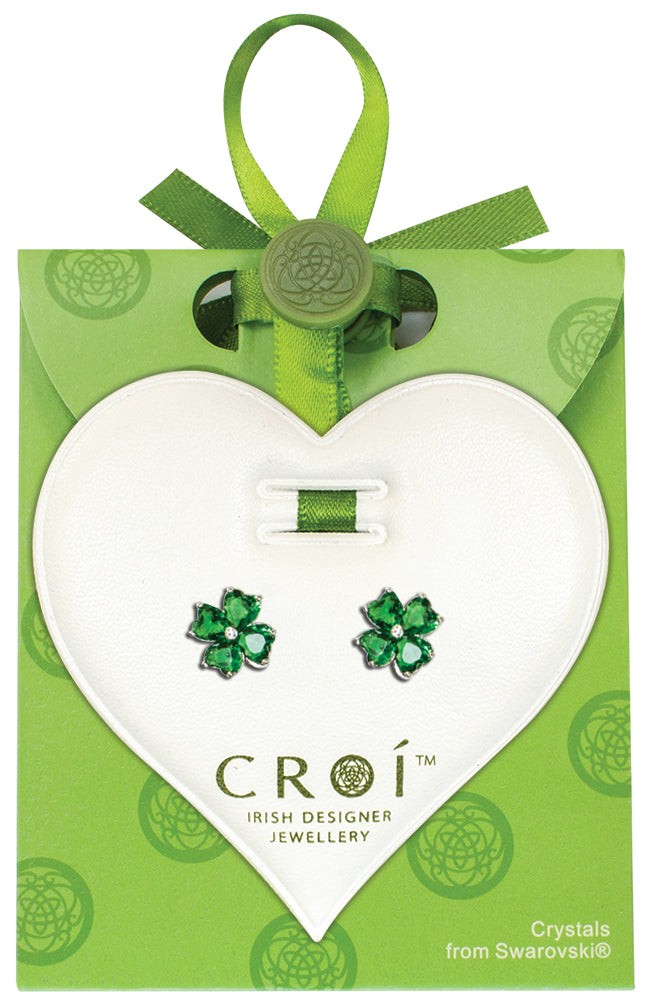 Four Leaf Clover Swarovski Crystal Earrings - Studs