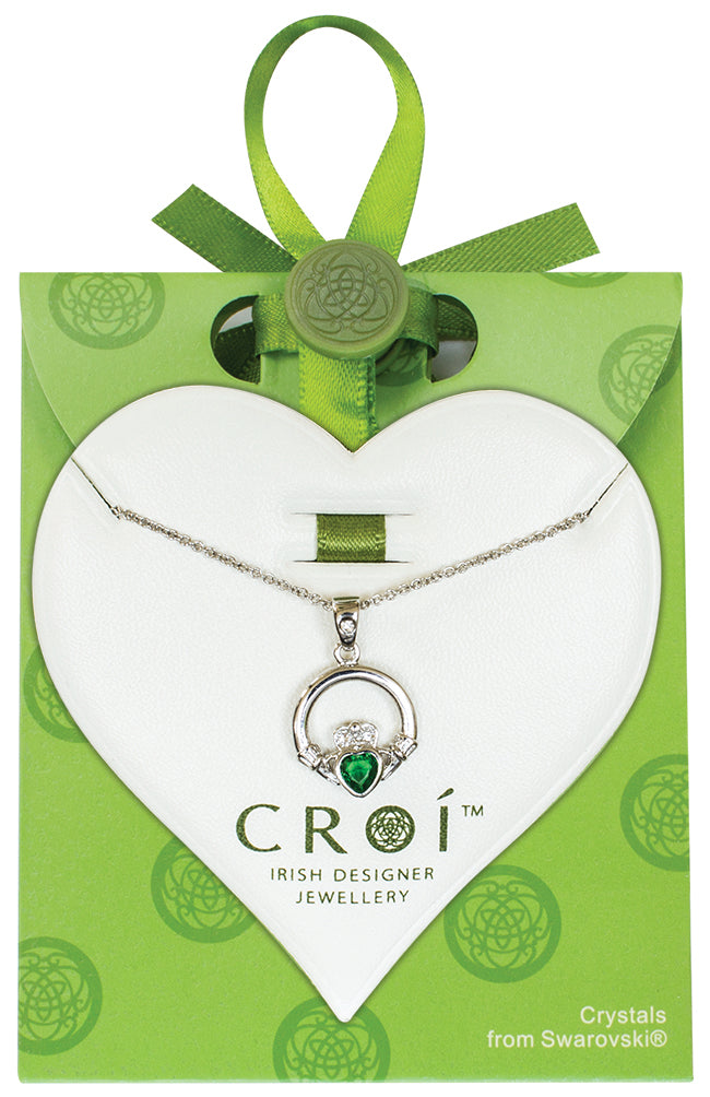 Claddagh Pendant with Swarovski Crystals - Green