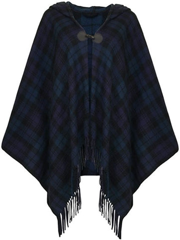 Cape - Hooded Black Watch Wrap