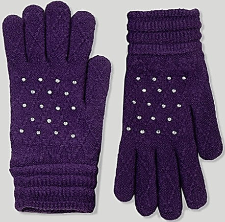 Gloves - Purple Diamonte
