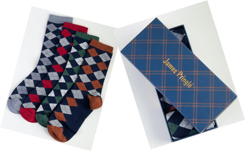 Men's Argyll Pattern Socks 4 Pack