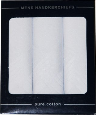 Handkerchiefs - Men's Cotton Plain White