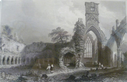 Antique Steel Engraving - The Abbey Sligo