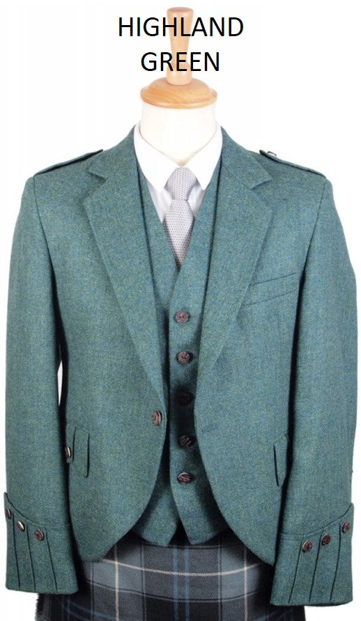 Argyll Tweed Jacket & 5-Button Vest - Greens