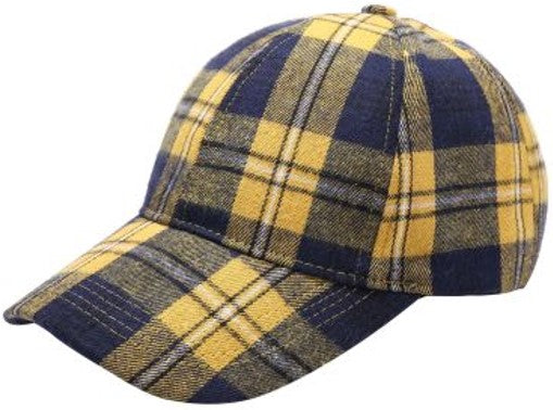 Ball Cap - Yellow & Navy Check