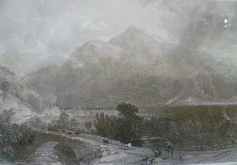 Antique Steel Engraving - Ben Lomond from Inveruglas