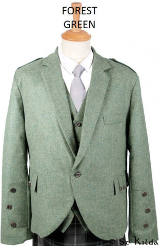 Braemar Tweed Jacket & 5-Button Vest - Greens