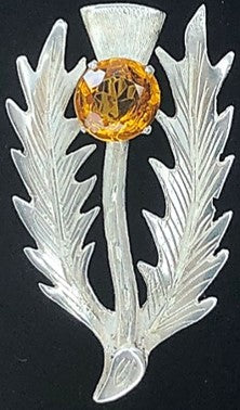 Brooch - Sterling Silver Thistle with Topaz Stone