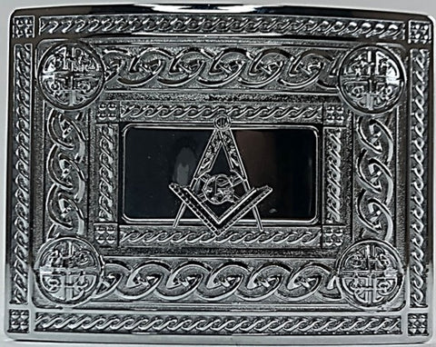 Kilt Buckle - Celtic Masonic Chrome